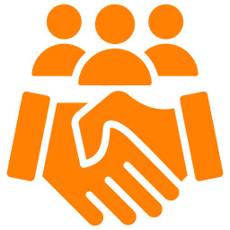 Teamwork symbol with handshake