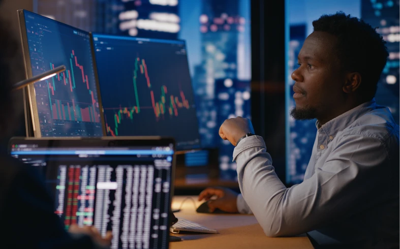 Stock market analysis at night
