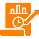 Growth chart and clock symbol